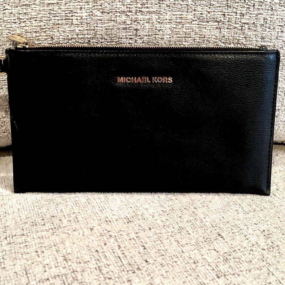 Michael Kors Black Clutch with Gold Details